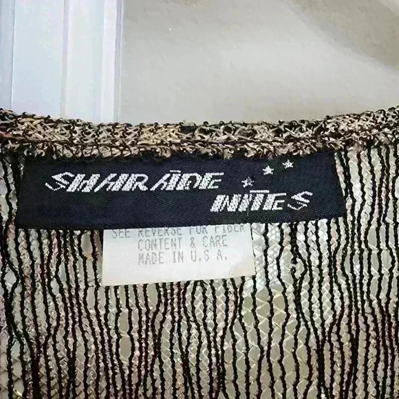 Vintage Sharade Nites Metallic Gold Fringe Blouse Women’s Boho 80s Made in USA - Picture 12 of 13